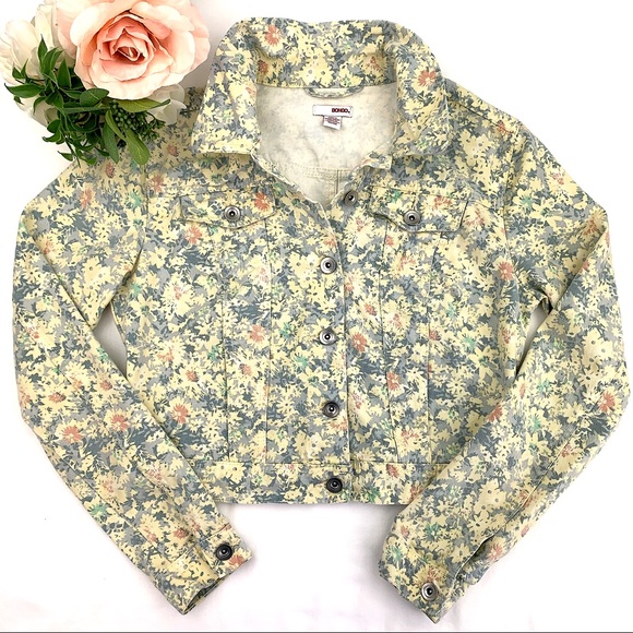 BONGO Jackets & Blazers - 50% OFF BONGO Denim Floral Cropped Jacket, Medium